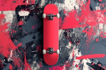 Red Skateboard on Abstract Art Background