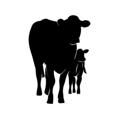 Black cow silhouette  animal silhouette