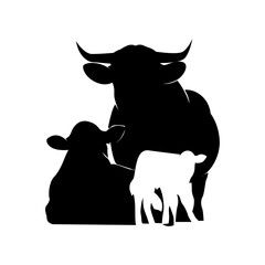 Black cow silhouette  animal silhouette