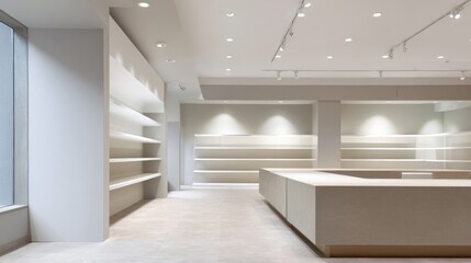 close-up of minimalist discount center interior with clean lines and uncluttered surfaces