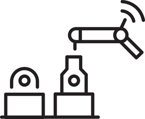 Robotic arm assembling parts in factory line illustration