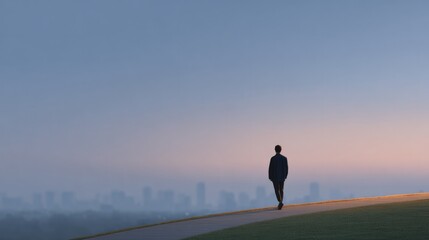silhouette of solitary figure against blurred cityscape backdrop symbolizing social divide