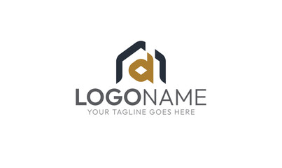 Modern Minimalist Logo Design: Elegant 'A' Monogram within a House Shape logo