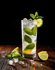 Refreshing Mojito Cocktail Lime, Mint, and Ice