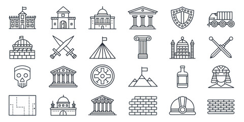  History Vector Icon Set — Adjustable Line Weight Outline Collection