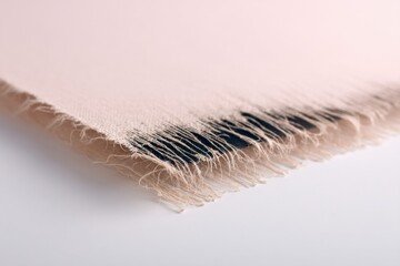 Closeup of Pale Pink Fabric Texture with Frayed Edge