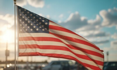 Waving flag red white blue symbol of freedom and patriotism