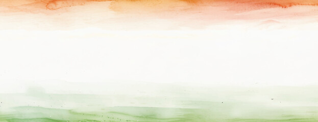 Abstract indian flag theme tricolor watercolor background saffron, orange, kesari, green, independence day, republic day, banner, 15 august, 26 january, Horizontal, Grunge, brush, stroke, vector,