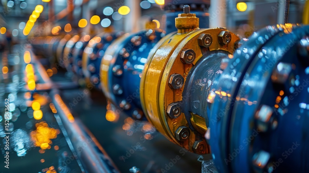 Aufkleber a close-up view of gleaming industrial pipes, showcasing the intricate design and engineering, while