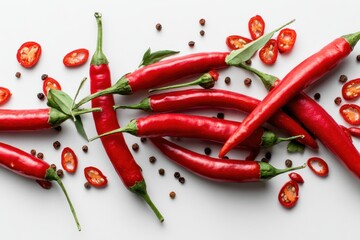 Red Chili Peppers and Peppercorns