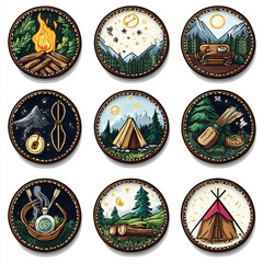 set of  badges with different patterns