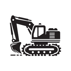 black and white Machinery Excavator Icon Vector Illustrations