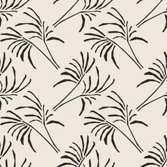 Trendy minimalist seamless botanical pattern with abstract creative hand drawn composition