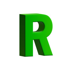 Colorful 3D English letters on a white background.