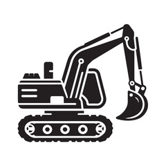 Naklejka premium black and white Machinery Excavator Icon Vector Illustrations