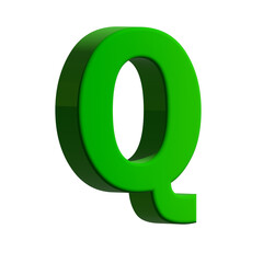 Colorful 3D English letters on a white background.