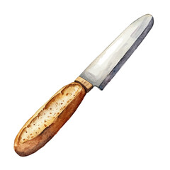 watercolor vector of Bread Knife, high quality, isolated on a white background.