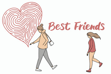 Minimalist fingerprint heart design with friend phrase