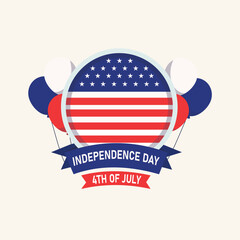 Celebrate America's Independence Day 4th of July Patriotic Design with Balloons and Flag