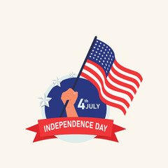 Celebrating American Independence Day A Patriotic 4th of July Celebration with Waving Flag Illustration