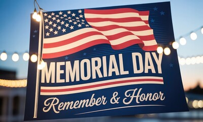 Memorial day banner american flag remember and honor