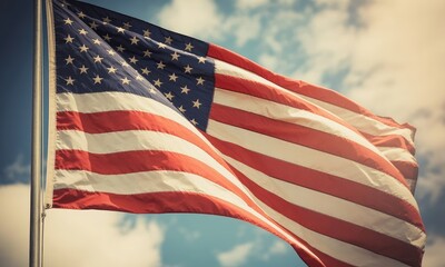 Waving national flag stars stripes patriotism background