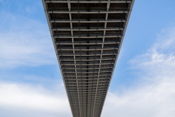 Under the bridge against the blue sky