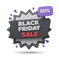 3d black friday sale badge isolated on white background