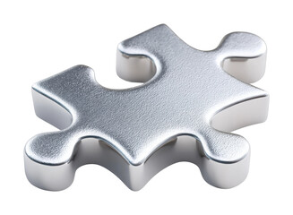 Obraz premium PNG Single silver puzzle piece with metallic texture on display