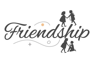 Modern friendship word art simple white typography design