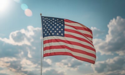 Waving flag bright sky patriotic symbol national colors summer day