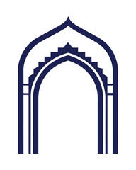 Elegant islamic arch design in navy blue minimalist architectural element