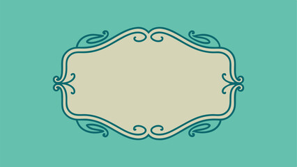 Vintage decorative frame with swirls and turquoise background for design template