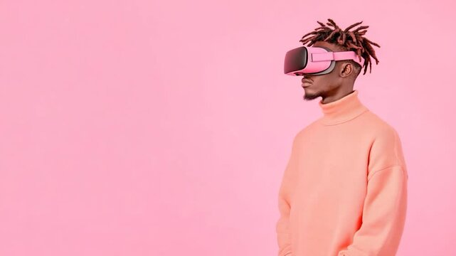 Immersive Virtual Reality Experience: A Man Exploring the Metaverse