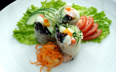 Fresh & vibrant! Healthy transparent vegetable spring rolls. Perfect for food, diet, and healthy lifestyle themes.