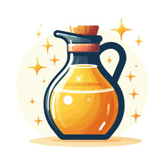 stylized jug of golden liquid, likely oil or honey, with a cork stopper and subtle sparkling accents. This image is perfect for food blogs, recipe websites, health and wellness sites, and culinary 