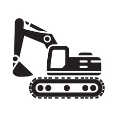 Naklejka premium black and white Machinery Excavator Icon Vector Illustrations