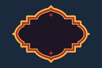 Decorative vintage frame with maroon and gold border on dark blue background