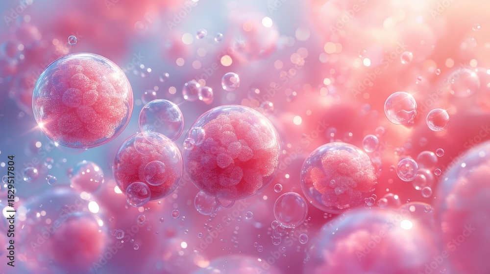 Aufkleber captivating abstract illustration of floating bubbles in soft colors and textures, creating a dreamy