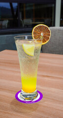 Cool pineapple drink delight: Exotic fruit, vibrant colors. Perfect for beverage menus, travel, or party visuals