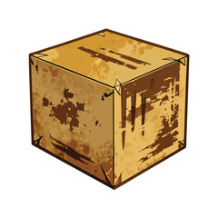 Aged Cardboard Box Illustration: Delivery, Storage, and Moving Concept Art