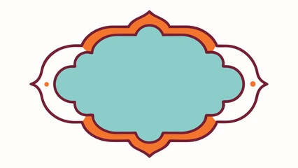 Decorative frame vector with turquoise center orange and white outline design