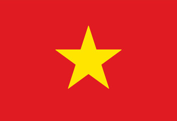 Vector background national flag of Vietnam. Red background with a large yellow five pointed star in the center.