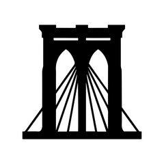 Brooklyn Bridge tower icon representing historic suspension bridge architecture in New York City with transparent background
