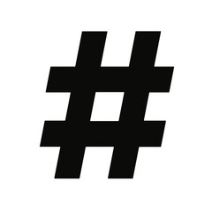 Obraz premium Hashtag symbol in black, simple design, used for social media, marketing