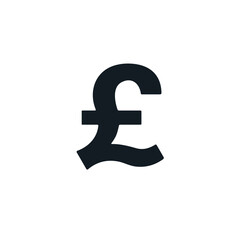 Pound symbol in dark blue against white, for financial blogs, with space for copy