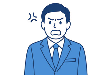 怒っているビジネスマン・感情を表に出す男性のフラットイラスト