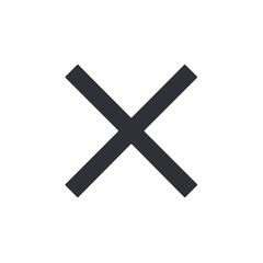 Minimalist cross symbol, simple graphic in dark gray, suitable for interface design with space for copy