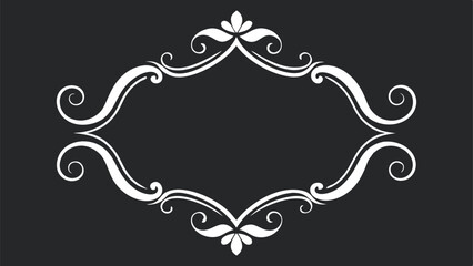 Elegant white floral frame design on black background vector illustration