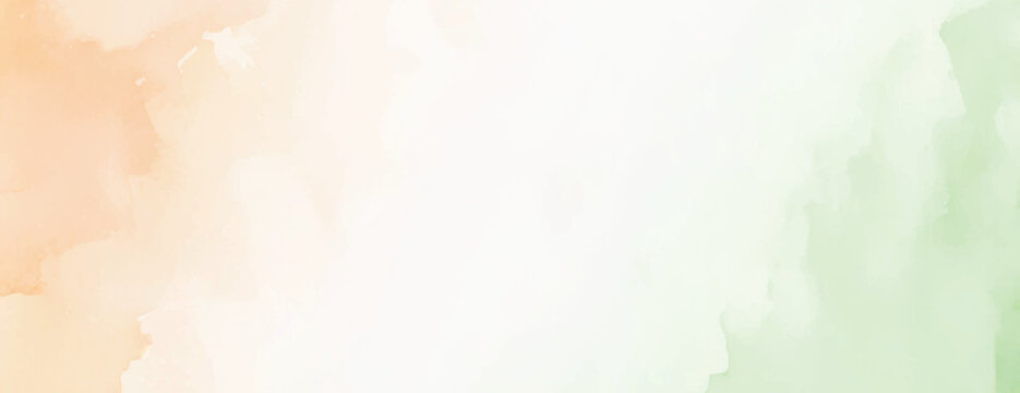 Abstract indian flag theme tricolor watercolor background saffron, orange, kesari, green, independence day, republic day, banner, 15 august, 26 january, Horizontal, Grunge, brush, stroke, vector,